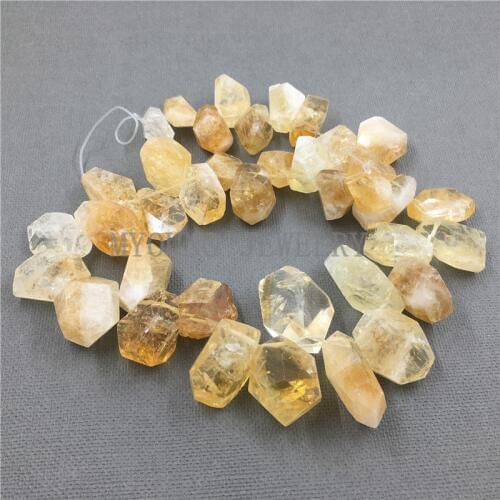 MY1011 Polished Faceted Yellow Quartz Cut Nugget Loose Stone Drilled Necklace Making Beads