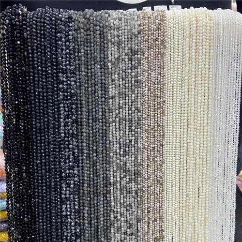 Natural Stone White Small Round Section Stone Black Loose isolation Beads For Jewelry Making DIY Bracelet Necklace Accessories