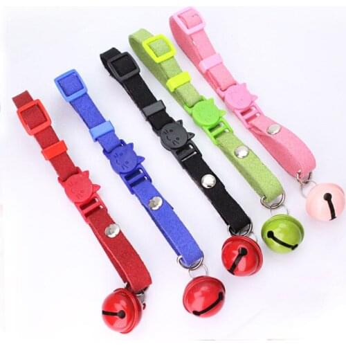 Nylon Bell Dog collar Small Pet Cat Collier Chain Puppy Neck Strap for Teddy Chihuahua Kitten Soft Korean Velvet safety New