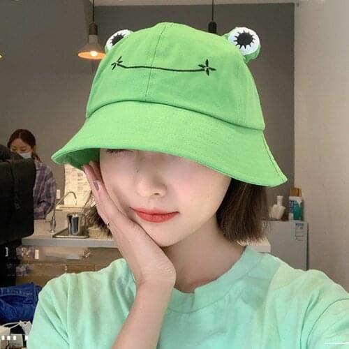 Fashion Frog Bucket Hat for Women Summer Autumn Panama Outdoor Hiking Beach Fishing Cap Sunscreen Female Sunhat Bob SA393