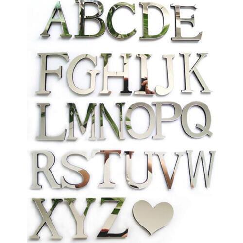 Dropshipping DIY Decorations Popular Wedding English Love Letters Home Decor 3D Mirror Wall Stickers Alphabet Mirror Surface