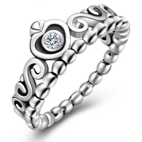 Retro Silvery inlay CZ Ring For Women Charm Party Finger Jewelry Dropshipping Wholesale