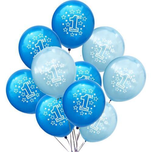 10pcs Boy 1st Birthday Balloon One 1 Year Old First Birthday Anniversary Party Decor Latex Ballon Kids Birthday Favor