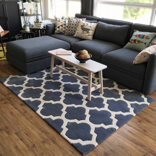 Modern style geometric gray carpet , living room coffee table carpet,, Pastoral home decoration trellis mat