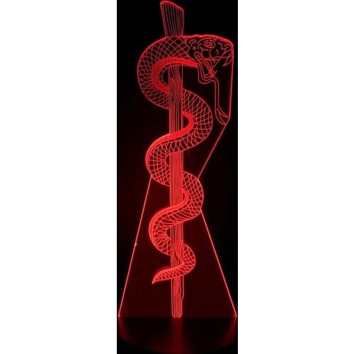 Led Night Light Deco Multicolor W.H.O Medicine The Emblem The Snake Twined The Sceptre Ambulance Bedside Visual Animals Living