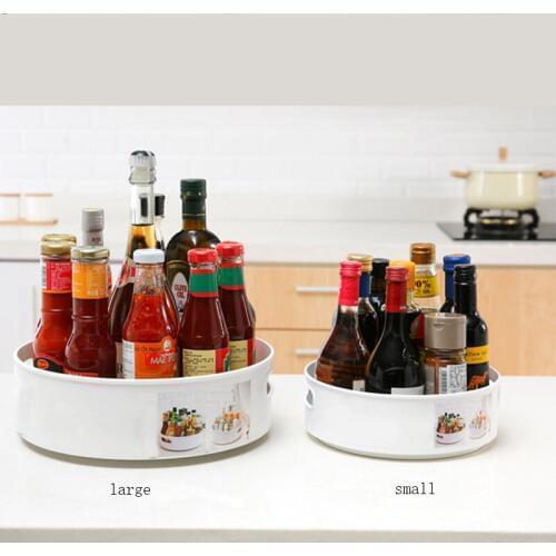 360 Rotating Tray for Kitchen Storage Container Plastic Anti skid Snack Tray for Food Rotating Storge Organizer bathroom