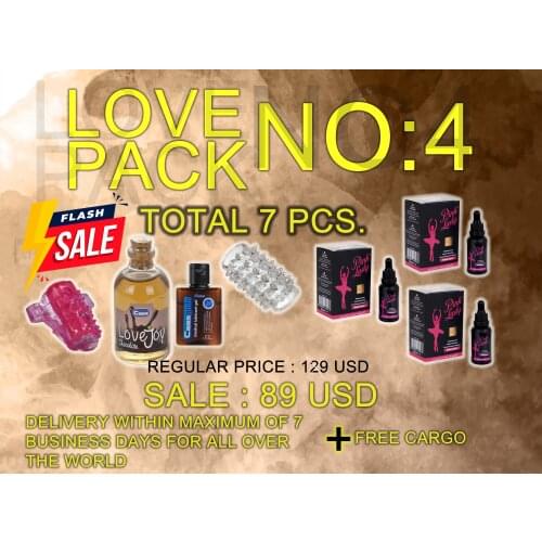 Total 7 pcs. Love Pack / 3 pcs. Love drops / Medical Lubricat Gel / Love Oil For Oral Sex / Penis Sleeve / Tongue masturbator