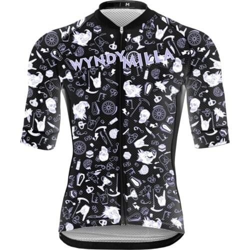 Wyndymilla Replica Skull pattern Summer Men Jersey Bicycle Clothing Cycling Short Sleeve Quick Dry Cycle Jersey Maillot Ciclismo