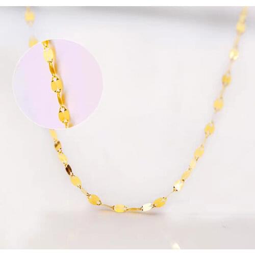 YUNLI Real 18K Gold Jewelry Necklace Simple Tile Chain Design Pure AU750 Pendant Chain for Women Fine Jewelry Gift