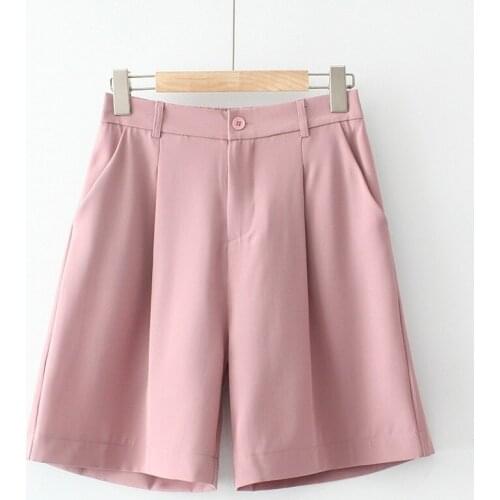 Plus Size Black Pink XL-4XL Womens Knee Length Elegant Shorts Solid Simple High Waist Elastic Waist Summer Shorts