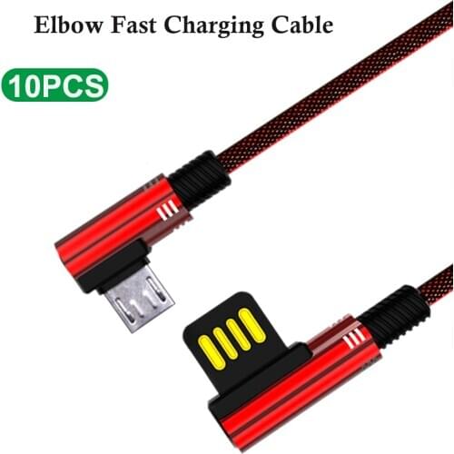 10PCS Both Sides Reversible Micro USB Cable Type C For Redmi Apple Dual Elbow Charger Cord For Charging Cable Data Sync Gaming