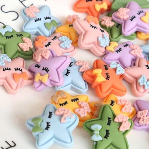 30Pcs New Cute Resin Stars Flat Back Cabochon Scrapbook Kawaii DIY Embellishments Accessories