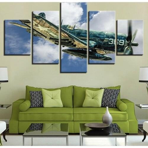 No Framed Vintage Jet Plane Aircraft 5 Pcs Canvas Picture Print Wall Art Canvas Painting Wall Decor for Living Room