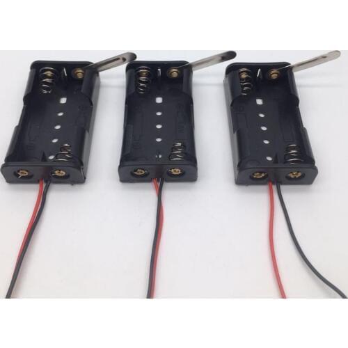 5PCS New 2 slot AA Battery Holder Case Box Base 3V Volt PCB Mount With Knife switch Wire Wire Leads