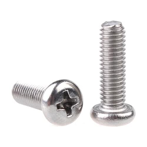 50pcs Phillips Cross recessed pan head Screw 304 Stainless Steel M6*10mm/12mm/16mm/20mm/25mm
