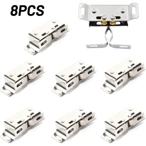 8pcs Double Ball Roller Catch Doors Latch Hardware Stainless Steel Catches Cupboard Cabinet Closet Tool Locks