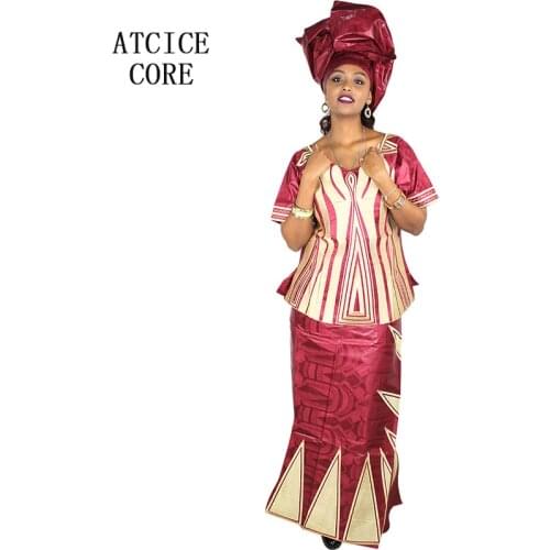 African dresses for woman bazin riche embroidery design long dress DP214