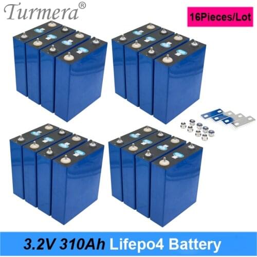 16Piece 3.2V 310Ah Lifepo4 Battery for Rechargeable Battery Pack 12V 24V 48V Electric Car RV Solar Energy Storage System Turmera