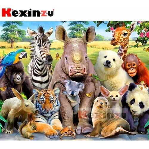 Kexinzu 5d diamond painting full Square/Round diamond embroidery-Animal world-rhinestone DIY mosaic Cross Stitch 3D Home Decor Y