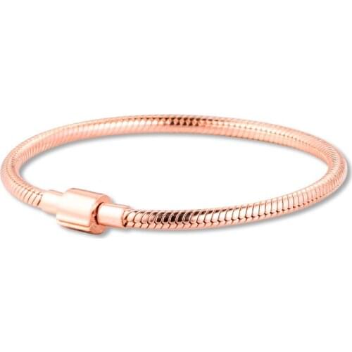 100% 925 Sterling Silver Jewelry Rose Moments Barrel Clasp Bracelets Free Shipping