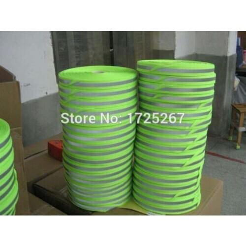 CSR - 100yards yellow Reflective ribbon/reflective material/reflective lattice/wholesale price to sell 5*1.5 cm width