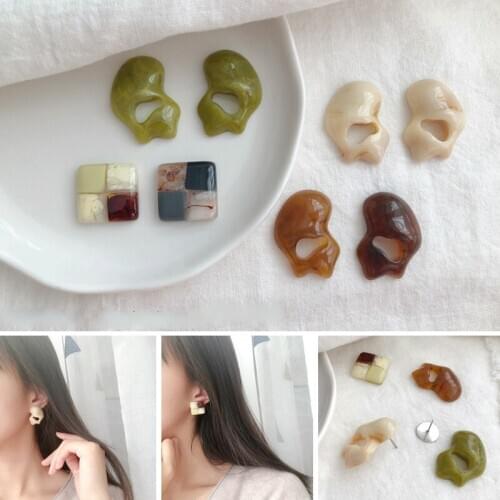 DIY special-shaped square resin earring material original hand work retro art style earpiece patch accessories