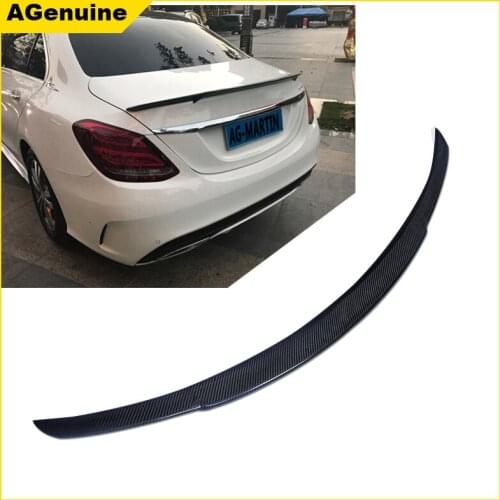 For brabu high polish rear boot lip wing real carbon fiber rear trunk lip spoiler wing for Mercedes-Benz C class W205 4Drs