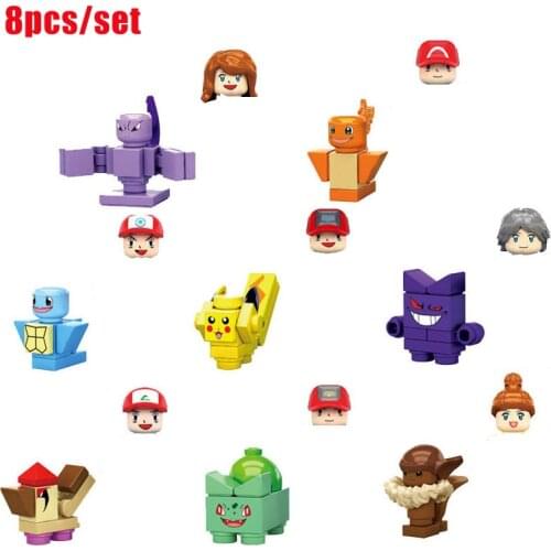 8PCS SY620 Anime Pikachu Develops Intelligence Small Particles Building Blocks Action Figures Kids Toys Gifts