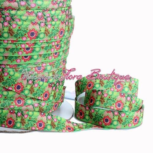 FLRA ElasticWholesale high quality heat transfer printing flower fold over elastic