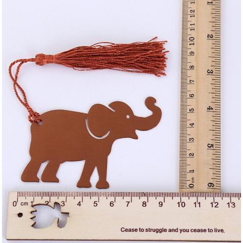 Hot sell 100pcs/lot metal elephant bookmark with tassel in gift box Indian baby showers baby baptism favors gifts souvenirs