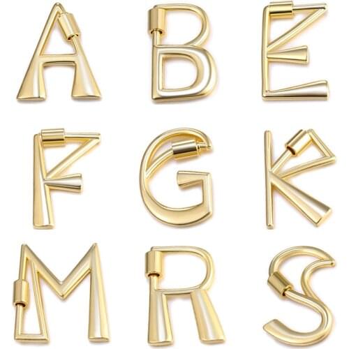 Juya DIY Pendant Name Jewelry Making Supplies Handmade 26 Alphabet Letters Pendant Carabiner Fastener Screw Lock Clasps Findings
