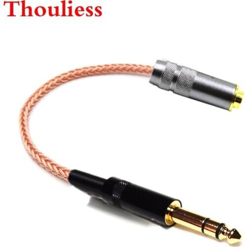 Thoulies 10cm HIFI Single Crystal Copper 6.35mm TRS 3pin Male to 4.4mm Balanced Female Audio Adapter Cable 1/4 6.35 to 4.4