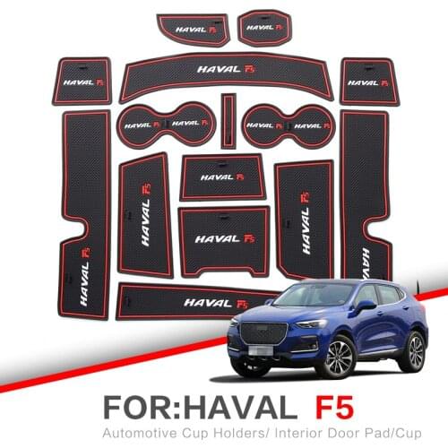 ZUNDUO Gate slot pad For HAVAL F5 2018 Accessories,3D Rubber Car Mat red/white Interior Door Pad/Cup Mat RED WHITE