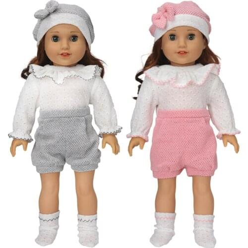 18" American Og Girl Dolls Clothes Pink Bow Hat 43 Cm Baby Doll Toys Outwear Children Girl Gifts
