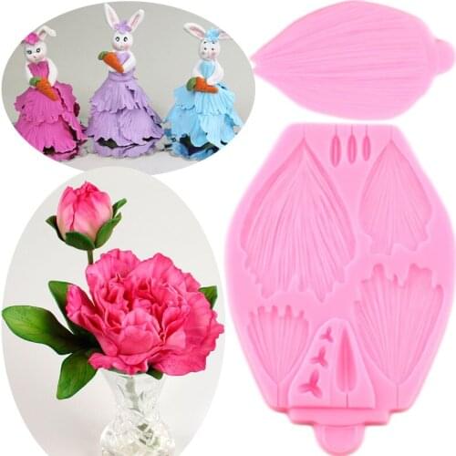 Peony Petals Silicone Mold Cupcake Topper Fondant Cake Decorating Tools Chocolate Gumpaste Molds Candy Clay Mould Polymer Moulds