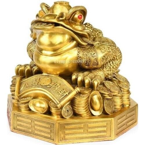 17'' Pure brass shop fengshui Eight diagrams treasure wealth Jin Chan toad