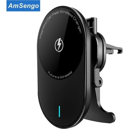 Amsengo Magnetic Wireless Car Charger Mount For Magsafe iPhone 12Pro Max mini Qi Fast Charging Wireless Charger Car Phone Holder