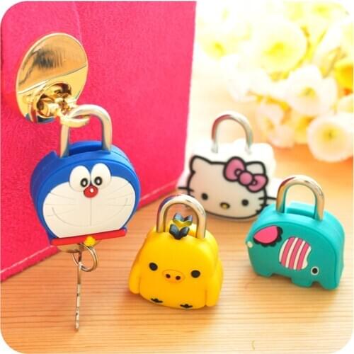 Cute Creative Silicone Metal Cartoon Mini Locks Small Padlock Cosmetic Storage Box Backpack Handbag Cartoon Mini Locks Free Ship