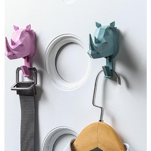 Kitchen bathroom multi-function hook Stereoscopic animal head hook strong adhesive non-perforating coat cap hook wall hook