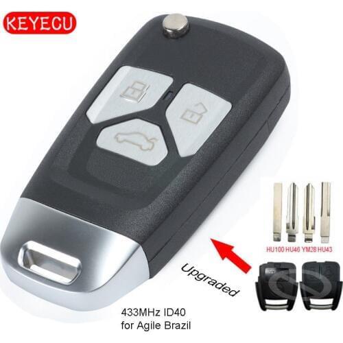 Keyecu Upgraded Remote Key Fob 3 Button 433MHz ID40 for Chevrolet Agile Montana Brazil 2009-2011