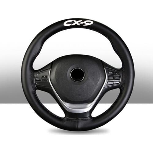 15 inch Genuine Leather Braided Steering Wheel Cover for Mazda Cx9 Car Interior Accessories
