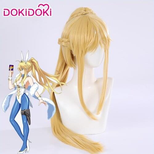DokiDoki Game Fate/Grand Order Saber Arutoria Pendoragon Cosplay Bunny Girl Wig Blonde Heat Resistant Hair Fate Saber Cosplay