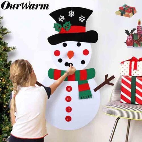OurWarm DIY Felt Christmas Gifts Snowman Christmas Sticker Wall Hanging Kids Child Toys Xmas Christmas Decoration New Year 2019
