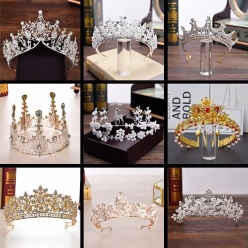 SHCXGQN New Fashion Baroque Luxury Crystal AB Bridal Crown Tiaras Diadem Tiaras for Women Bride Wedding Hair Accessories HG02