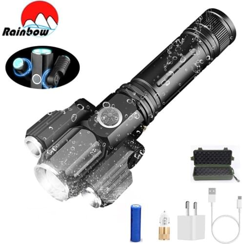 Tactical Flashlight 13000 Lumens 360' Adjustable USB Rechargeable Torch 18650 Hand Lamp Zoomable Bicycle Light Best For Camping