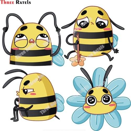 Three Ratels B260 Cute Bee Stickers For Laptop Luggage Skateboard Decoration Waterproof Property Decals