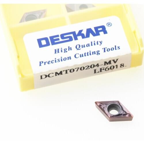 10PCS Carbide Inserts DCMT070204 DESKAR DCMT070208 MV LF6018 Turning Tools Lathe Cutting Tool For Processing Stainless Steel