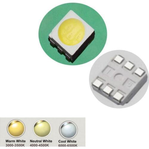 100PCS Ultra Bright 5050 LED SMD White Chip Surface Mount 60ma Light-Emitting Diode LED SMT Bead Lamp Light DIY Practice