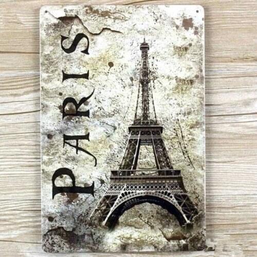 Vintage Eiffel Tower In Pairs Metal Wall Art Painting Metal Tin Signs Art Wall Home Decoration House Cafe Bar 20x30 CM