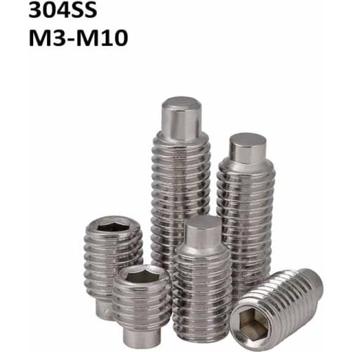 M3 M4 M5 M6 M8 M10 304 Stainless Steel Convex End Set Screws Hexagon Socket Half Dog Point Screw Headless Bolts DIN915